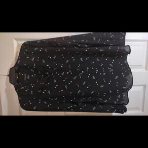 Liz Claiborne Career Love and Hearts Blouse Button Up Shirt XXL